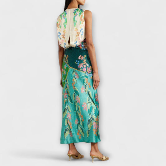 Aisling - Elegantne Maxi Odjevni komad s Zavitim Nabiranjem i Cvjetnim S uzorkom