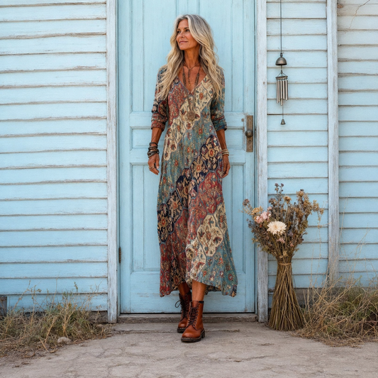 Sonja – Višebojna Cvjetna Boho maxi haljina