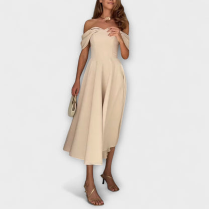 Romy - Chic off-the-shoulder maxi haljina s drapiranjem