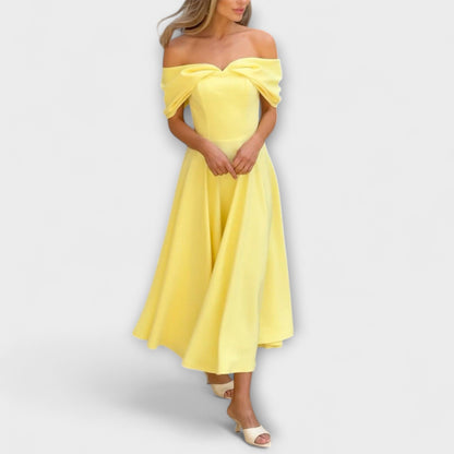 Romy - Chic off-the-shoulder maxi haljina s drapiranjem