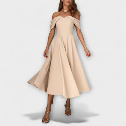 Romy - Chic off-the-shoulder maxi haljina s drapiranjem