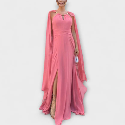 Mabel - Elegantne maxi haljine s plaščem i visokim prorezom