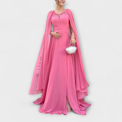 Mabel - Elegantne maxi haljine s plaščem i visokim prorezom