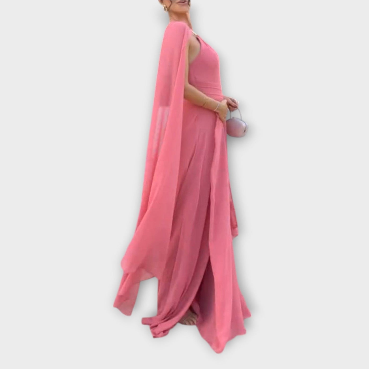 Mabel - Elegantne maxi haljine s plaščem i visokim prorezom