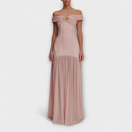 Maelie - Elegantan brezramenski bodycon maxi haljina s cvjetnim okraski
