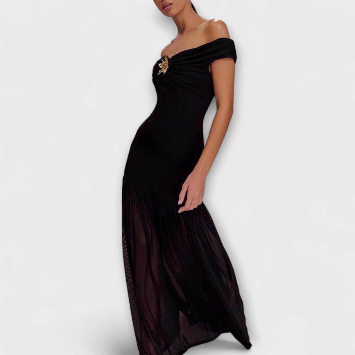 Maelie - Elegantan brezramenski bodycon maxi haljina s cvjetnim okraski