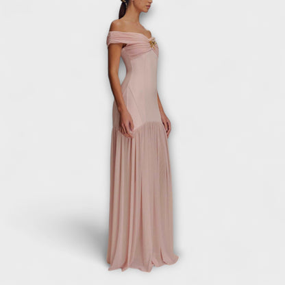 Maelie - Elegantan brezramenski bodycon maxi haljina s cvjetnim okraski