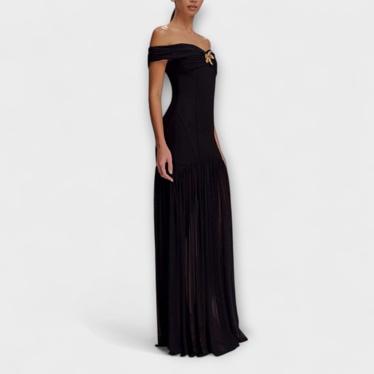 Maelie - Elegantan brezramenski bodycon maxi haljina s cvjetnim okraski