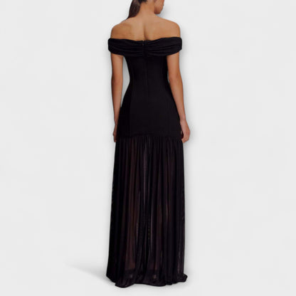 Maelie - Elegantan brezramenski bodycon maxi haljina s cvjetnim okraski