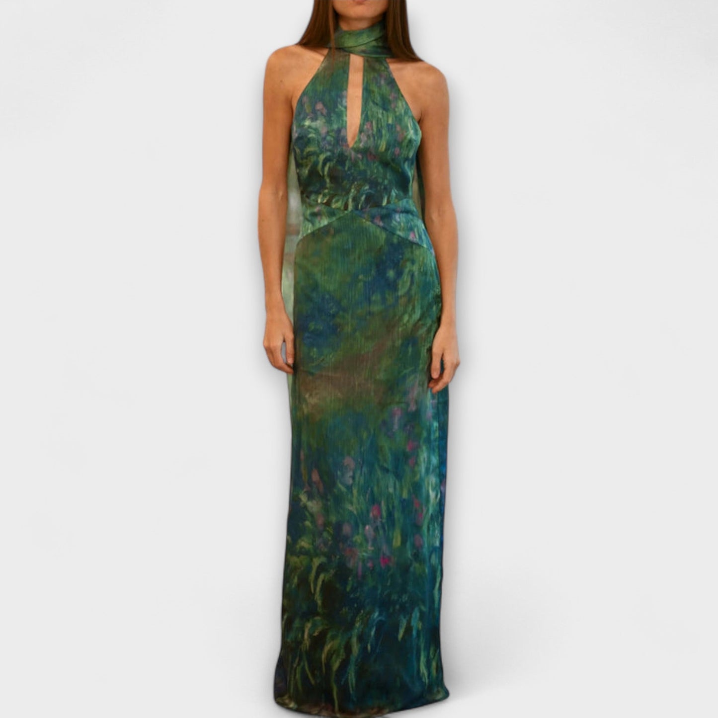 Maisie - Monet Iris Print maxi haljina