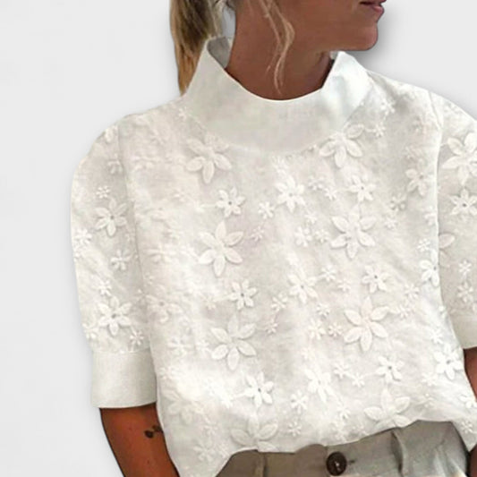 Bluza s vezenim preprostim ovratnikom