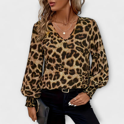 Stylna bluza s leopardovim s uzorkom