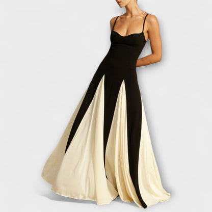 Ember - Klasična eleganca A-line maxi haljina s tilnimi paneli