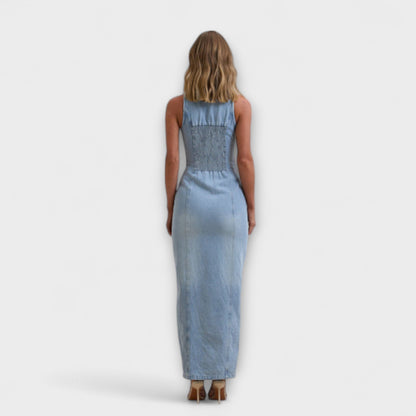 Lacey - maxi haljina od denima s blagim pranjem