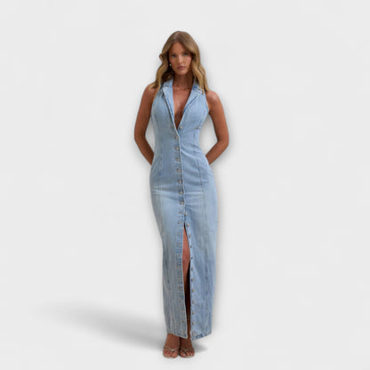 Lacey - maxi haljina od denima s blagim pranjem