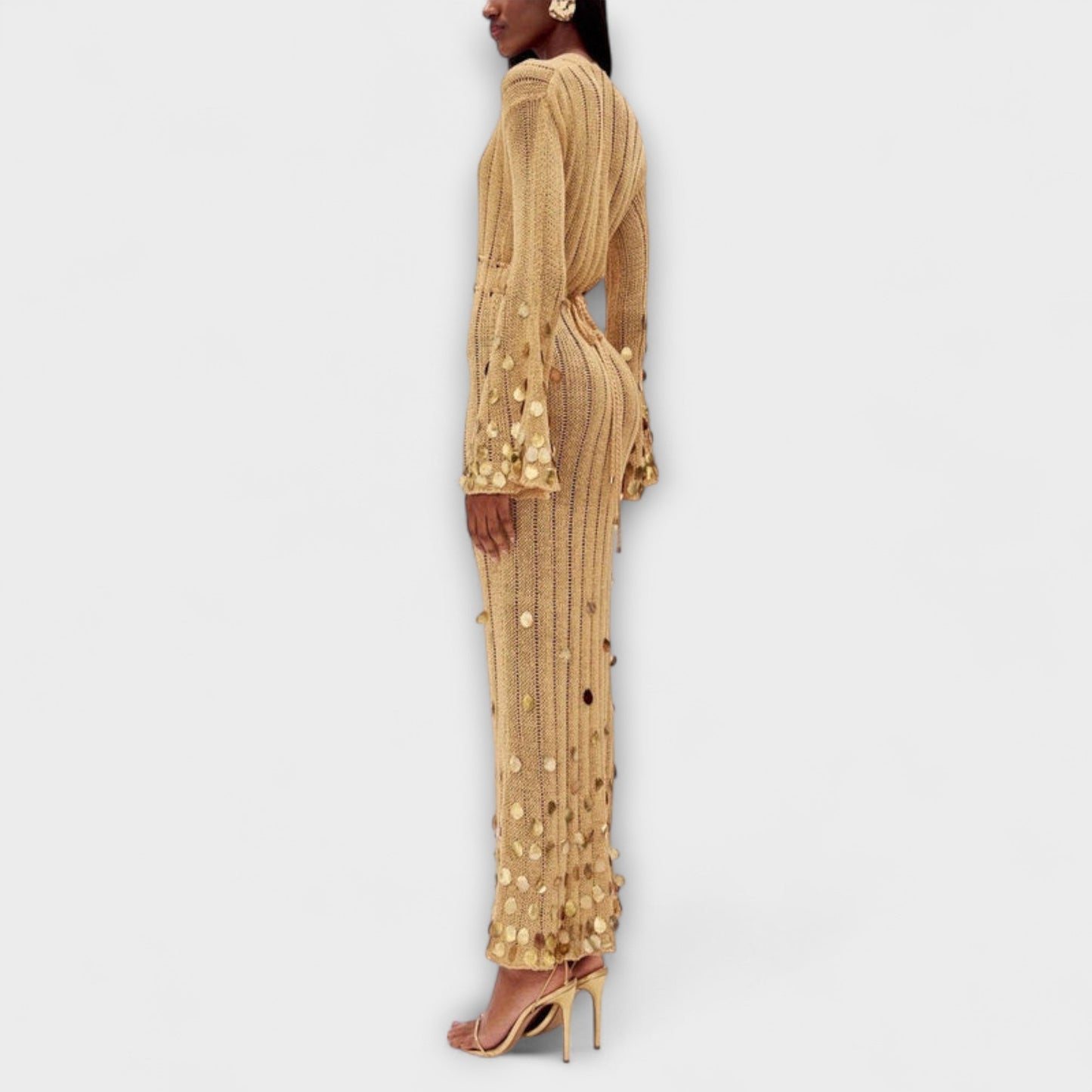 Kathleen - Zlate pletene maxi haljine od Dolly