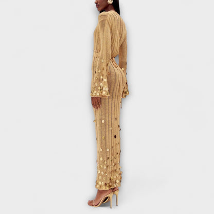 Kathleen - Zlate pletene maxi haljine od Dolly