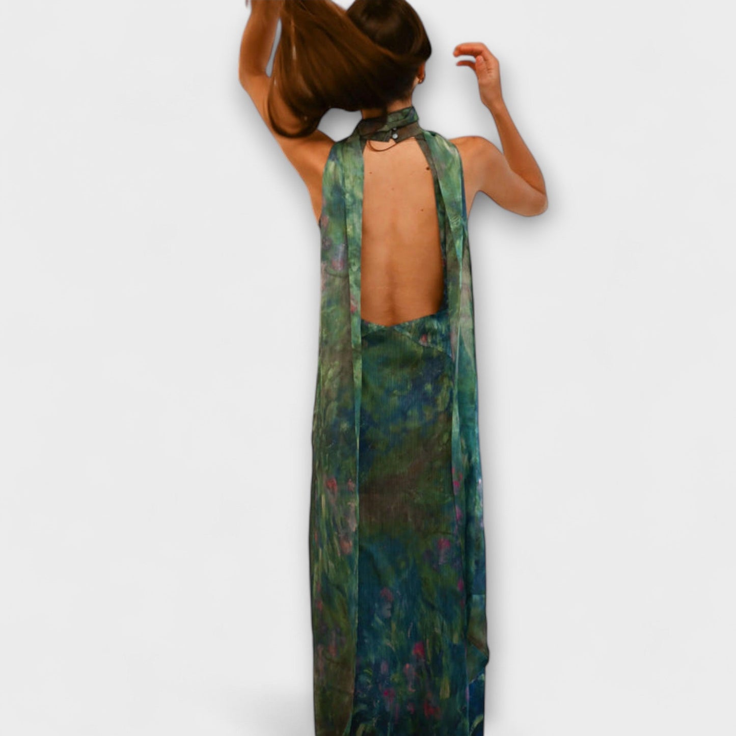 Maisie - Monet Iris Print maxi haljina