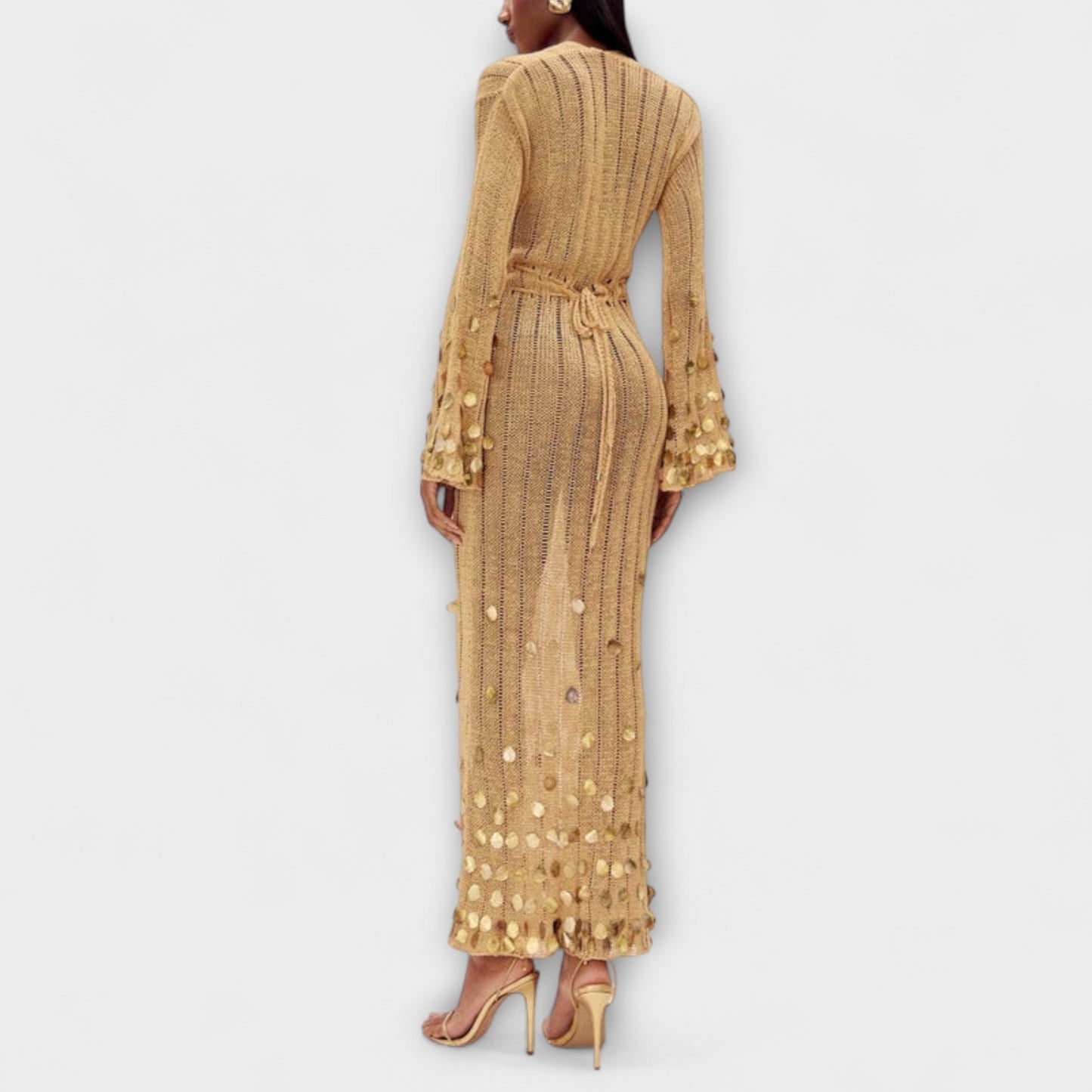 Kathleen - Zlate pletene maxi haljine od Dolly