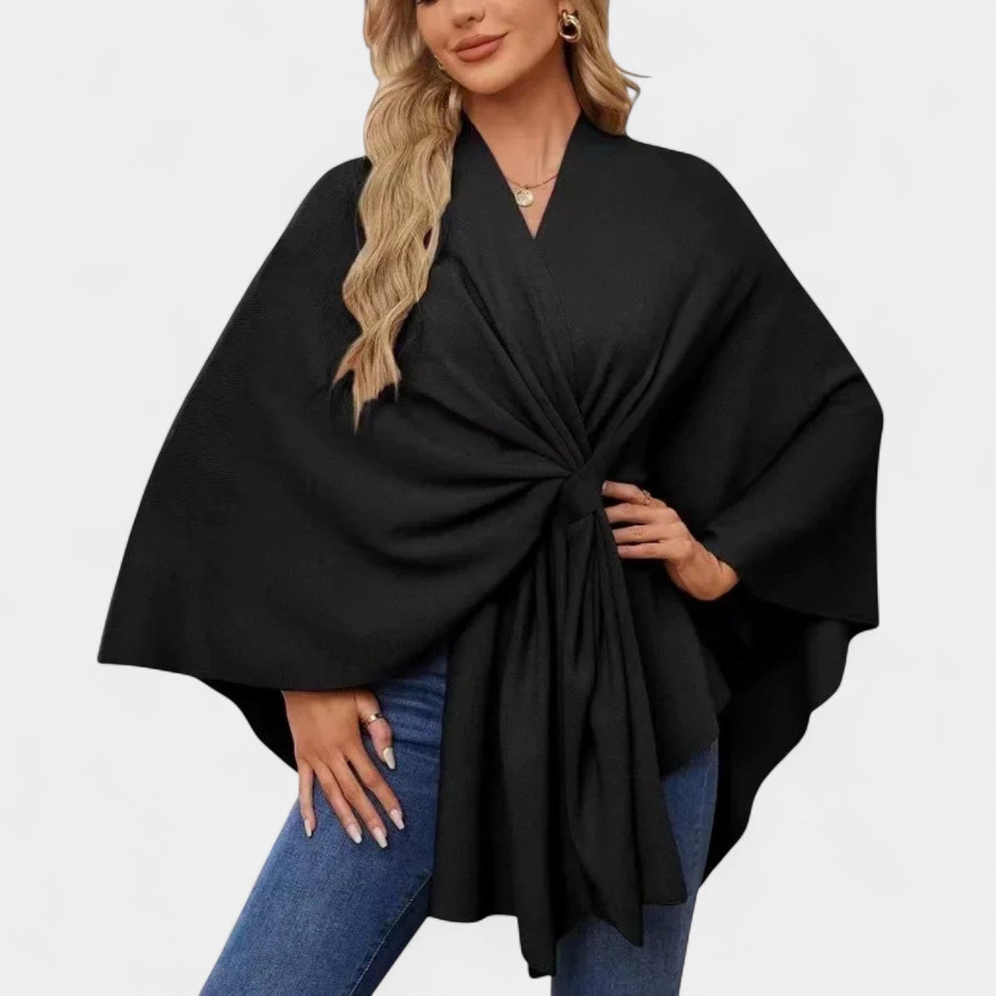 Daniela – Elegantan padajoči pončo s vozlom