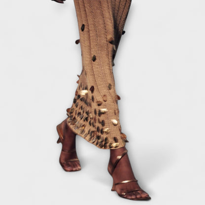 Kathleen - Zlate pletene maxi haljine od Dolly