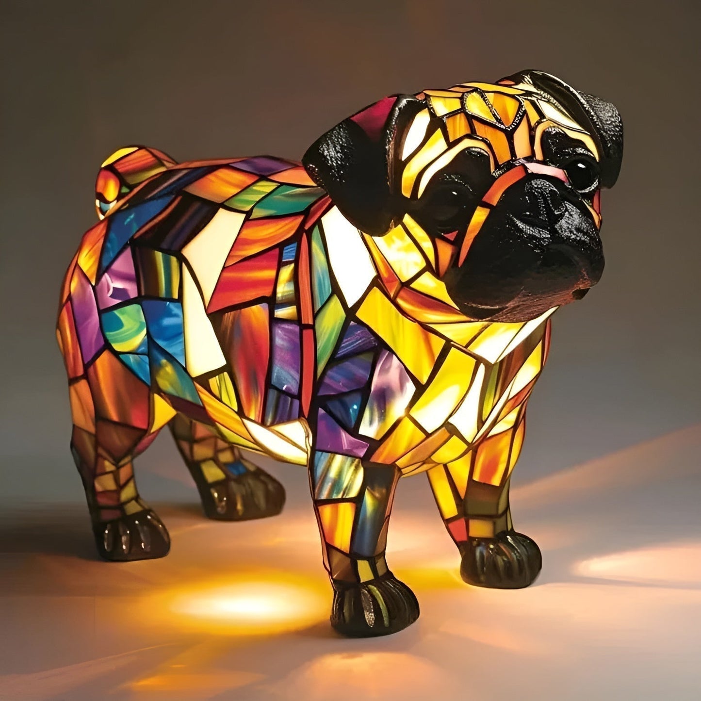 CãoPug – Vitražna Lampa
