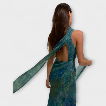 Maisie - Monet Iris Print maxi haljina