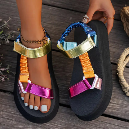 Elena – Iridescentne Sandale na Platformu