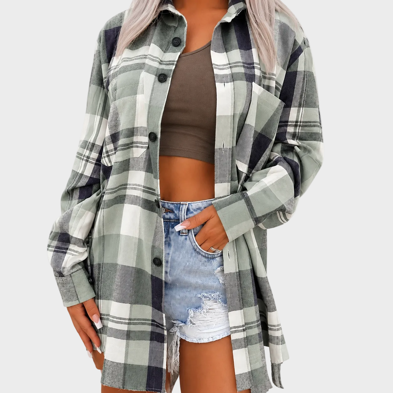 Nina – Karirana Oversize Košulja