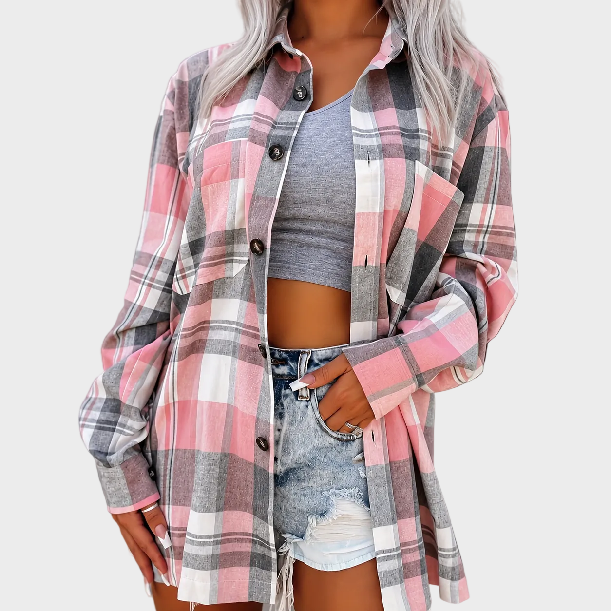 Nina – Karirana Oversize Košulja