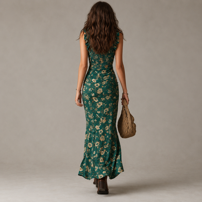 Anja – boho haljina S Volanima I Prorezom