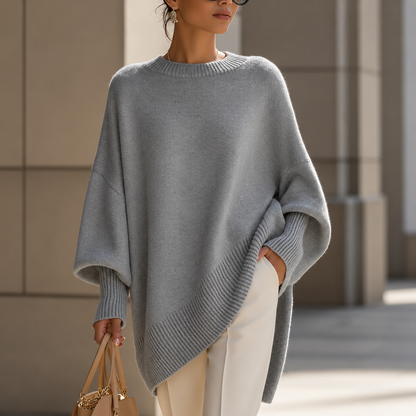 Lea – Elegantni Pleteni Pončo Džemper