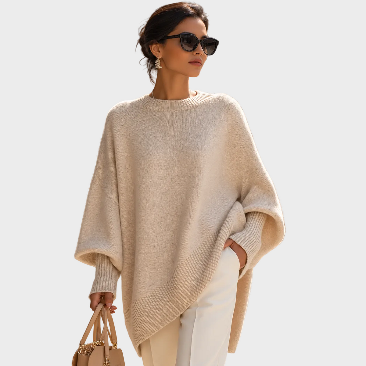 Lea – Elegantni Pleteni Pončo Džemper