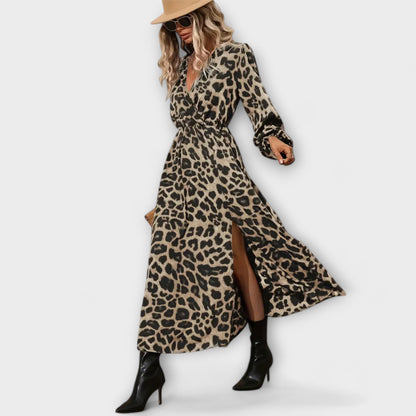 Natalie - Elegantne haljine s leopardovim s uzorkom