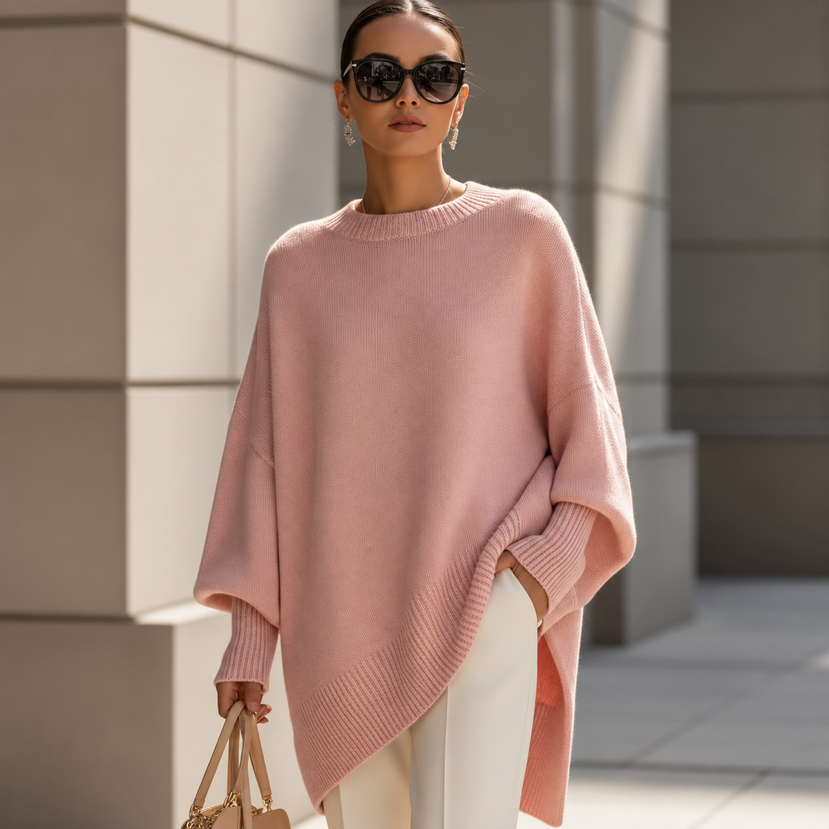 Lea – Elegantni Pleteni Pončo Džemper