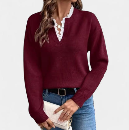 Anne – Elegantna bluza s čipkastim rubom