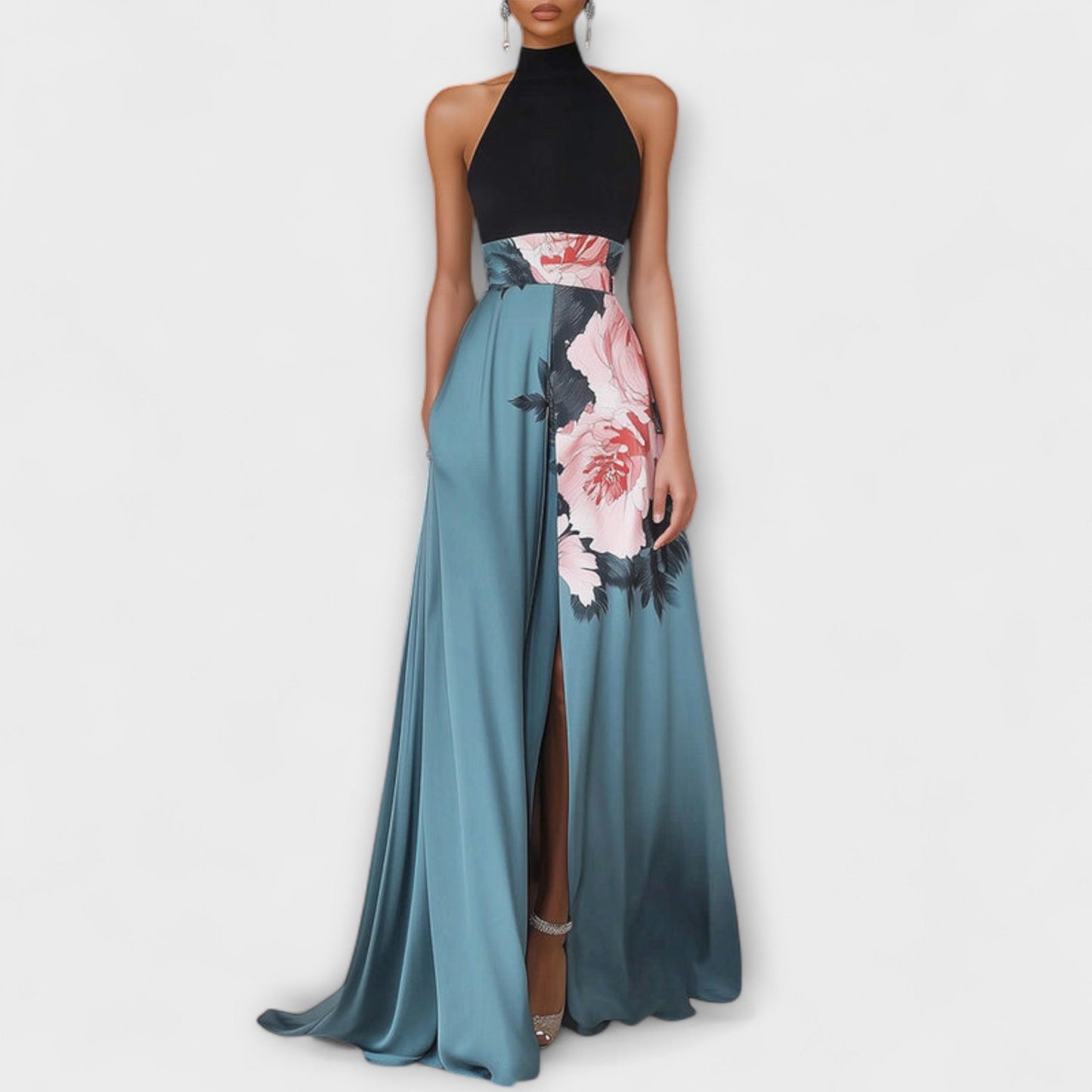 Natalie - Cvjetne A-line Maxi Haljina