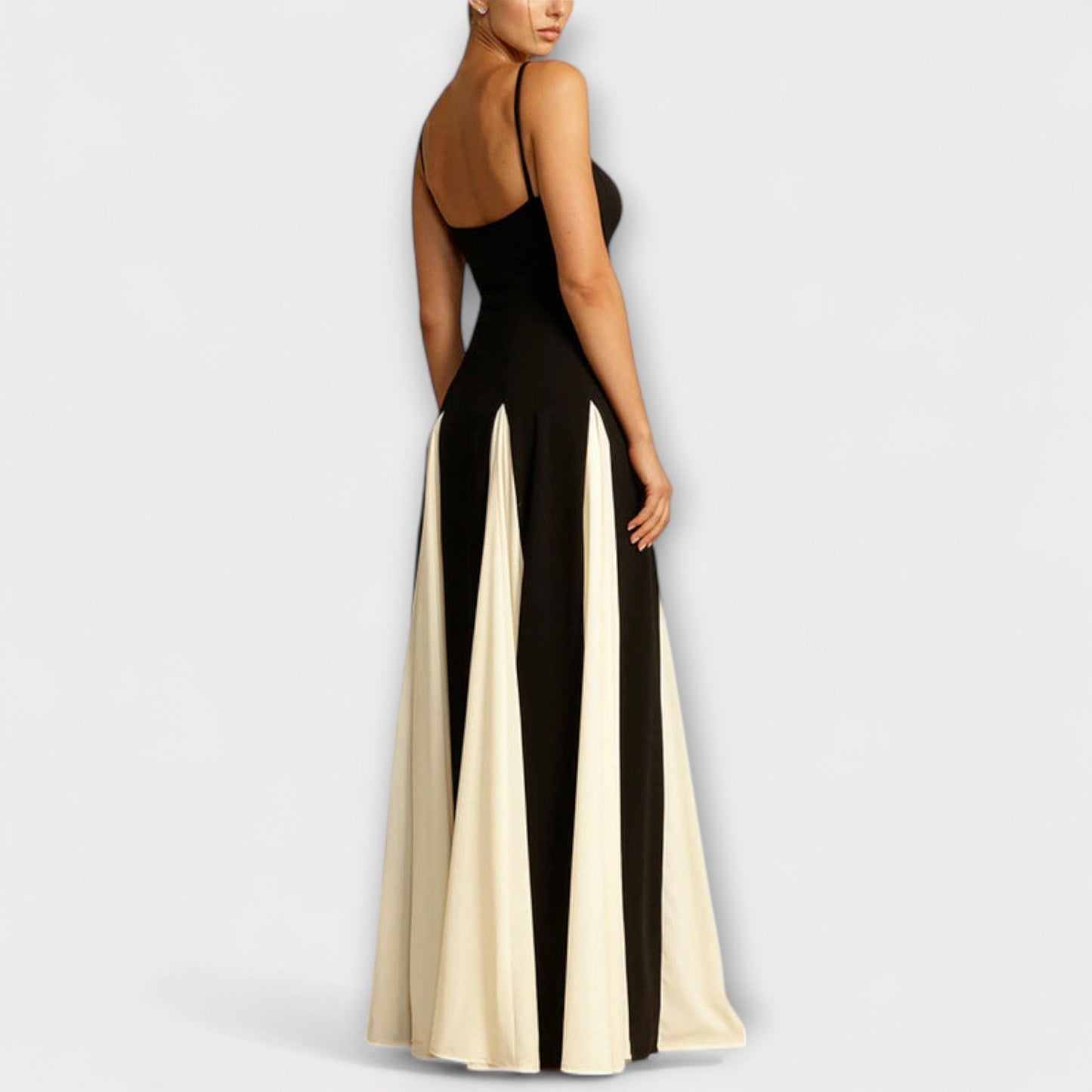 Ember - Klasična eleganca A-line maxi haljina s tilnimi paneli