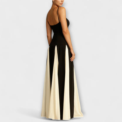 Ember - Klasična eleganca A-line maxi haljina s tilnimi paneli