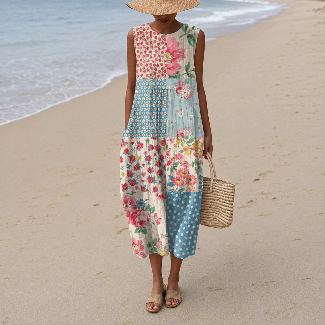 Anja – Patchwork midi haljina