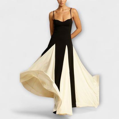 Ember - Klasična eleganca A-line maxi haljina s tilnimi paneli