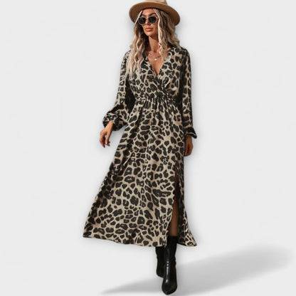 Natalie - Elegantne haljine s leopardovim s uzorkom