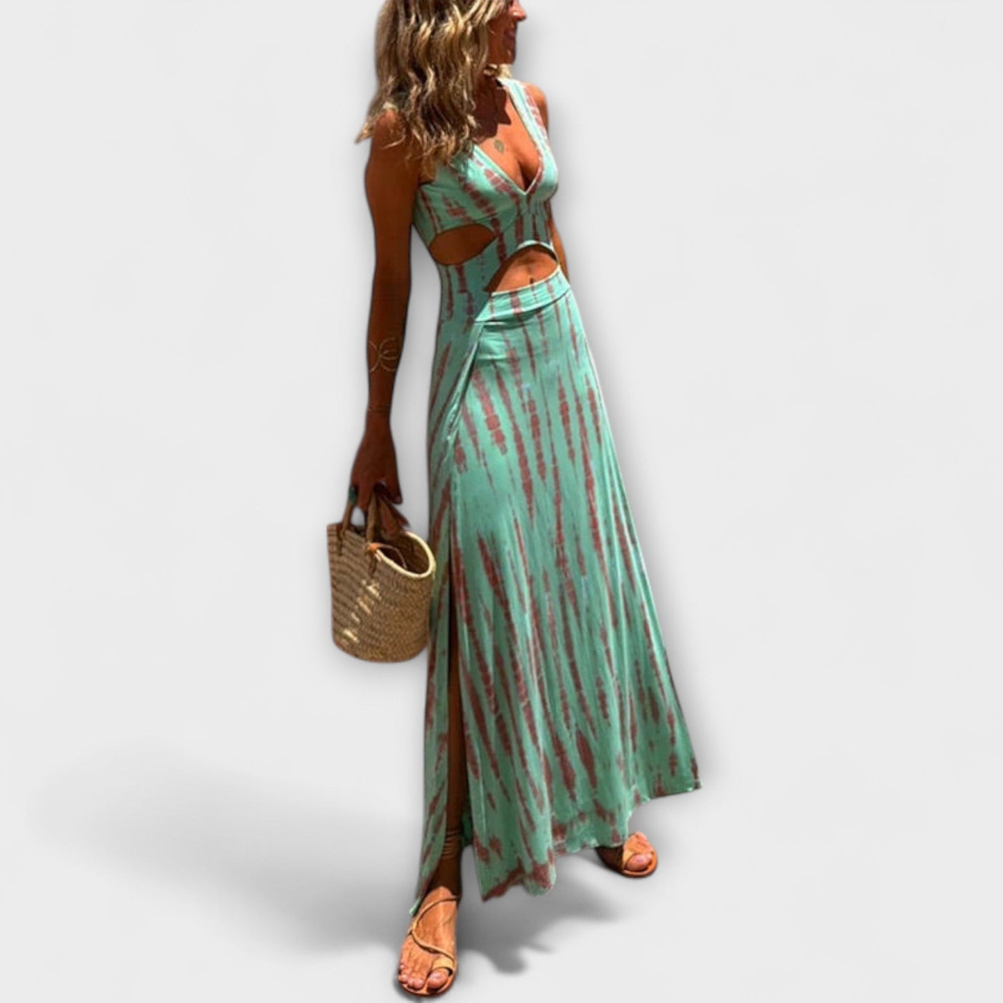Ella - Eleanor Tie-Dye Izrezane Haljine s Razporki