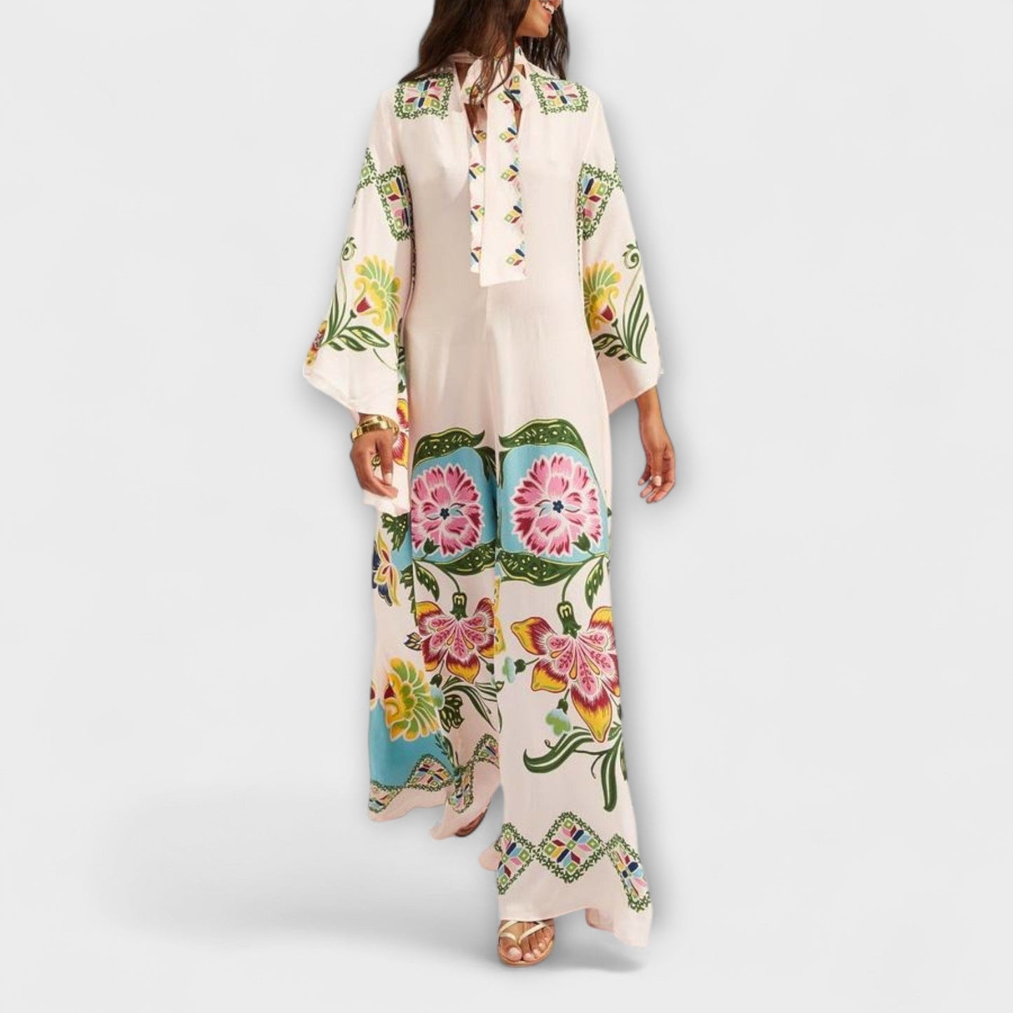 Lisa - Elegantne maxi haljine s cvjetnim s uzorkom i ohlapnim dizajnom