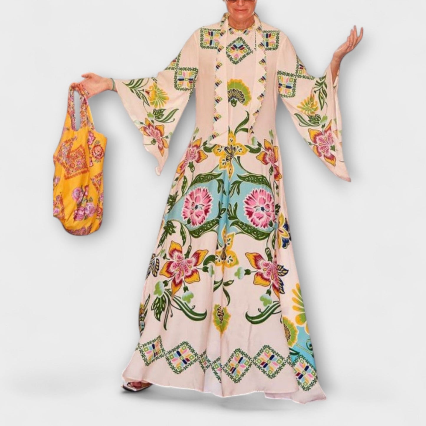 Lisa - Elegantne maxi haljine s cvjetnim s uzorkom i ohlapnim dizajnom