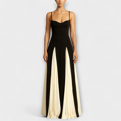 Ember - Klasična eleganca A-line maxi haljina s tilnimi paneli