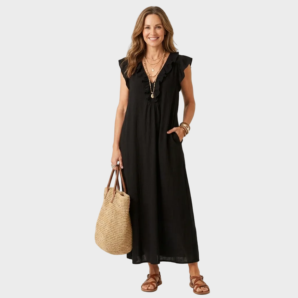 Larisa – Lanena maxi haljina s Volanima