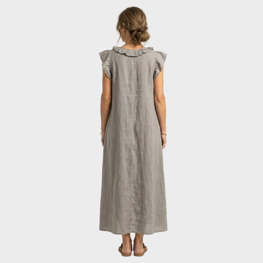 Larisa – Lanena maxi haljina s Volanima