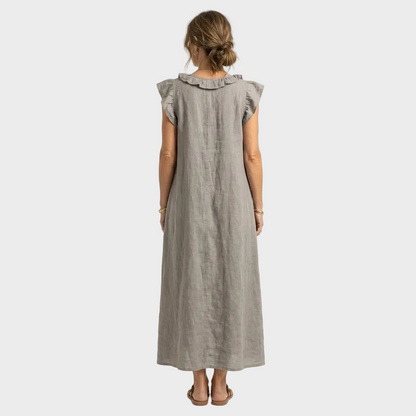 Larisa – Lanena maxi haljina s Volanima