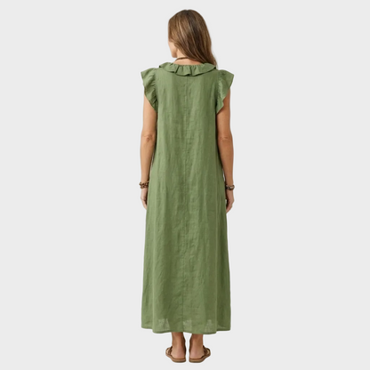 Larisa – Lanena maxi haljina s Volanima